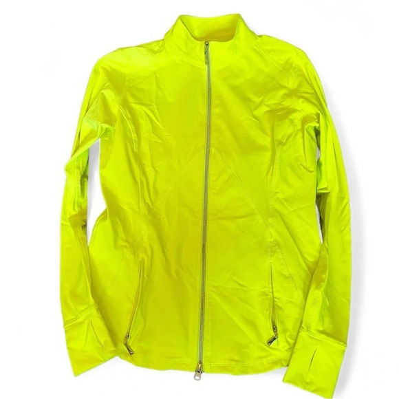 Jofit full front zip bright yellow athletic jacket size medium - Picture 2 of 7